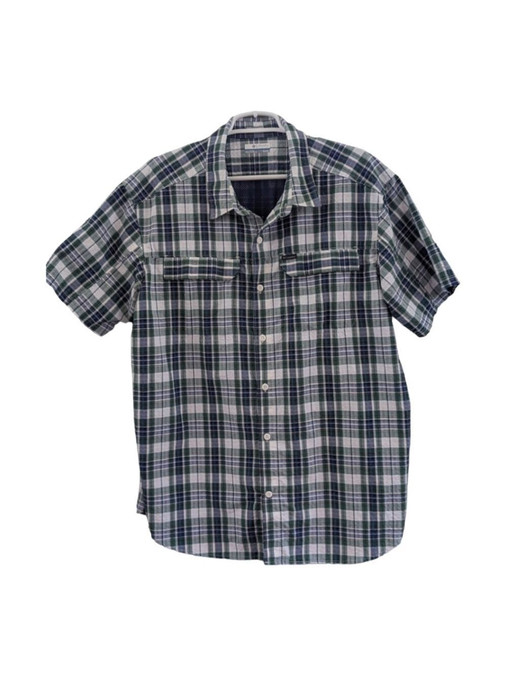 COLUMBIA plaid, vented back, short sleeve, button up shirt, size XL